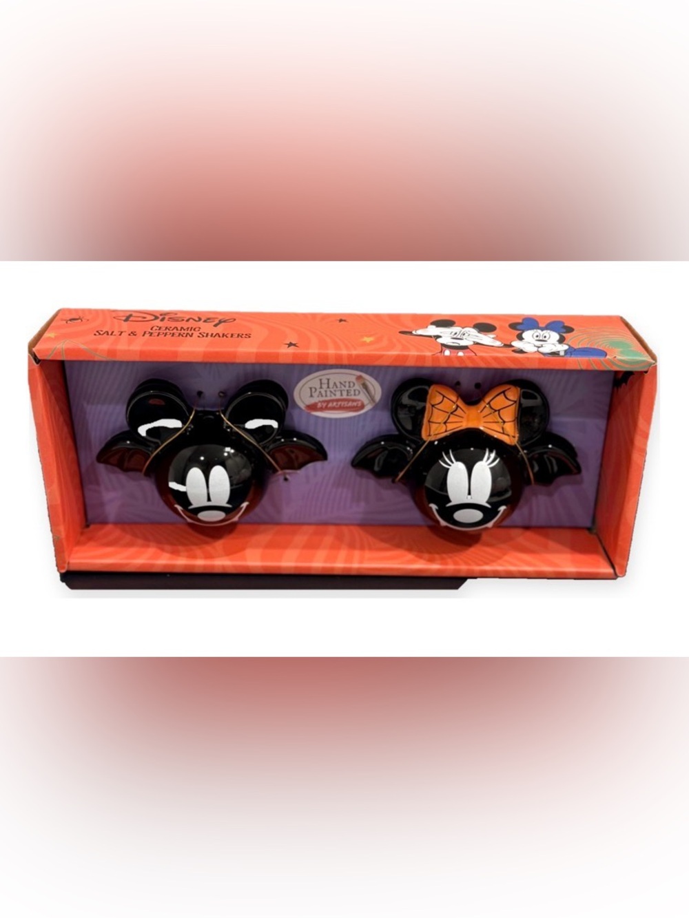 Disney Mickey Minnie Halloween Bat Salt Pepper Shakers USA HTF NWT
